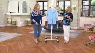 Quacker Factory Embroidered Prints Charming V-Neck Top on QVC