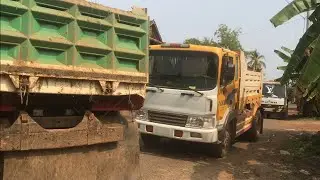 Huge Swamp Landfill Process HYUNDAI Dump Truck Unloading Dirt build Bulldozer Pushing Soil Ep.61