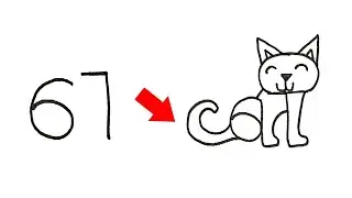 How to Draw Cat from Number 67 | Step by step Drawing Class for beginners