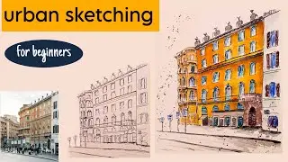 urban sketching for beginners//line and wash. watercolor and dip pen. #ink #lineandwash