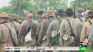 Patriots of Civil War Association reenact historical Battle of Gettysburg