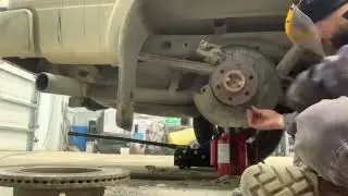 Removing the old damaged stud bolts from the axle, putting in new stud bolt and how to press/ secure