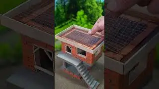 A little blue-trimmed white house #asmrbuilding #miniaturescene #handmadediy #asmr #diy  #minihouse