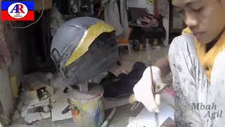 Belajar membuat spoiler helm dari karton