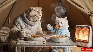 Cozy Winter Camping ❄️🐱 | Mama Cat & Kitten Luxury Van Life