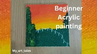 Very simple easy acrylic painting of landscape for beginners 