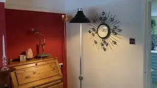 Conduit Floor Lamp, Industrial Look Downlight with Black Metal Shade