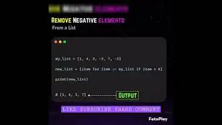 | PYTHON CODE TO DELETE NEGATIVE ELEMENTS | 💻 | #python #blockchain #iot #ai #cod #php | 🛸 🚀 | #codm
