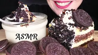 OREO MOUSSE CAKE 🍰, OREO COOKIES & MILK | No Talking | ASMR Mukbang  - 먹방 | Real Eating Sounds