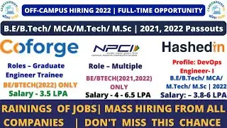 COFORGE | NPCI | HASHEDIN OFF-CAMPUS HIRING | BE/BTECH/MTECH | 2021, 2022 BATCH ONLY | CTC: 3.5-7LPA