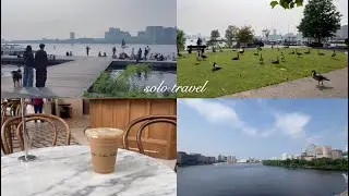 solo travel vlog ~ reading in cafes, slow summer days, sunset at the Charles river promenade