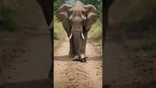 &ldquo;Elephant gently nudges a turtle across the dirt road 🐘🐢❤️&rdquo; #elephant #turtle #wildlife #shorts