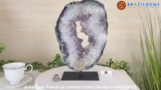 Model # 4606-0012 Amethyst Portal on a Metal Stand by BrazilGems.com 🏷 FOR SALE🛍🛒Shop Now 