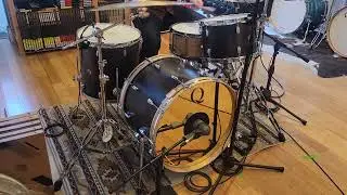 (SOLD) Drum Kits - (Used) Q Drum Co. 16x22 9x13 16x16 Mahogany (Distressed Black Satin)