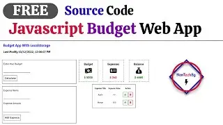 Create Javascript Budget App With HTML CSS Localstorage & FREE Source Code By NonTechBg |