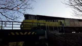 Class 70 Colas Rail hauling 40 aggregate wagons over Brindle Lodge bridge 29/11/2019