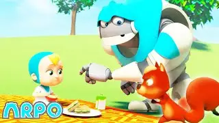 Squirrel STEALS Baby's Food !!! | ARPO the Robot | Funny Cartoons For Kids