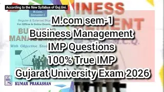 Business Management IMP | Gujarat University Exam 2026 | M.com sem 1 | Gujarati IMP | English IMP |