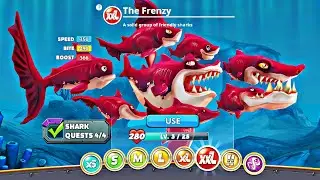 Hungry Shark World - The Frenzy Shark Unlocked - Frenzy Shark Best Gameplay -New  Frenzy Shark