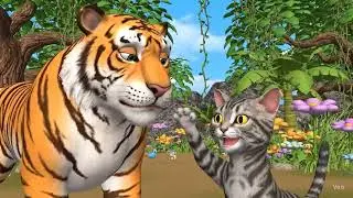 tiger and cat #hindi #cartoon #cat #animation #animals #children #funny #comedyshorts #comedy