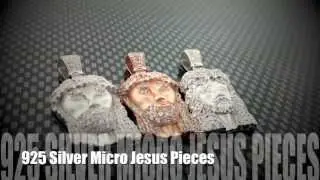 925 Silver Micro Pave Set Simulated Diamond Micro Jesus Piece Pendants || Shopjw