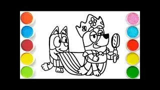 Bluey and Bingo playing dress up game Drawing, Painting & Coloring For Kids and Toddlers_ Easy Art