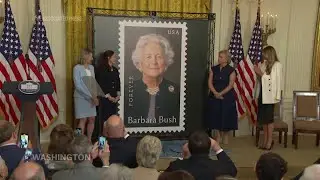 Melania Trump hosts White House event to unveil Barbara Bush postage stamp
