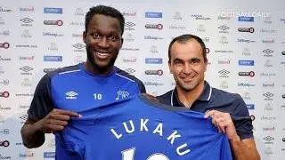 Everton unveil &pound;28m record signing Romelu Lukaku