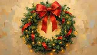 Magical Christmas Wreath Oil Painting Short. Framed TV Art Gallery