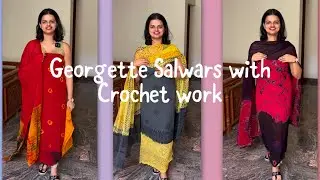 EPI 428|HANDBLOCKED GEORGETTE SUITS|BANDHINI|TIE N DYE PRINTS|CROCHET LACE#georgette  @curatedvault