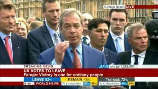 Nigel Farage: Victory is One for Ordinary people BBC 24th June 2016