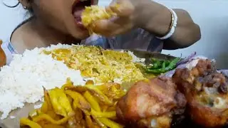 ASMR Eating Chicken 🍗 Leg Fry, Daal, Aloo Bhaja || Mukbang Eating Show  || Indian Eating Indian ||