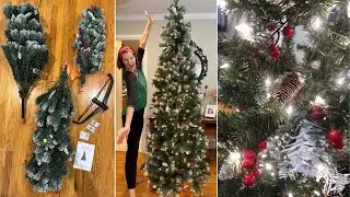 Yaheetech Frosted Pre-Lit Pencil Christmas Tree | Full Review + Assembly