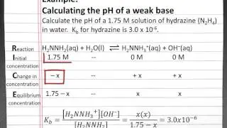 CHEMISTRY 201: Calculating pH of a weak base