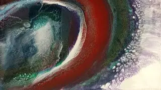 Resin Art/Выдувание прозрачных металлических пигментов на непрозрачный белый цвет/Удивительные клеточные эффекты/Раздача 1