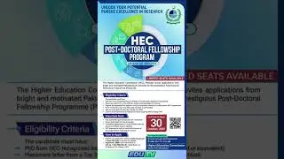 HEC Post Doctoral Fellowship Program Phase-III | HEC EduTV