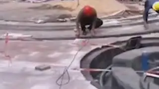 Dewy fountain construction team working so hard