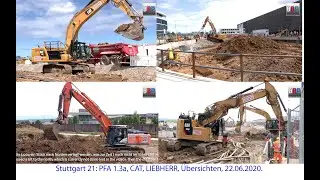 Stuttgart 21: CAT 325F, 336F, 336 Next Gen, FENDT, HITACHI 350,... PFA 1.3a, 22.06.2020.