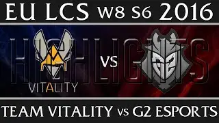 Vitality vs G2 Esports Highlights | EU LCS W8D1 2016 Spring S6 | VIT vs G2 Week 8
