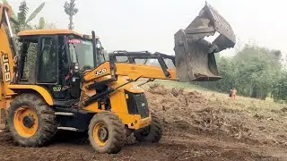 Stunt Of Backhoe 3DX Machine ! A JCB Machine Pulling Out Tree Roots From The Field