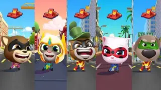 Talking Tom Hero Dash - Bosses Raccoons Attack On Outfits Vs Heroes Battles For All Super Friends 01