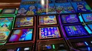 Asian lose some money at casino having fun gambling at Sahara Hotel is slot machine easy game Vegas