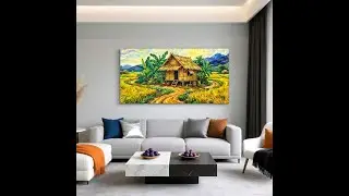 Van Gogh-Inspired Bahay Kubo Canvas | Filipino Rural Life Wall Art