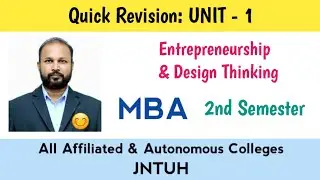 Entrepreneurship & Design Thinking Unit 1 Quick Revision MBA 2nd Semester II Sem JNTUH