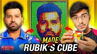 Rohit Sharma Mosaic Art From 480 Rubik's cube 🤩