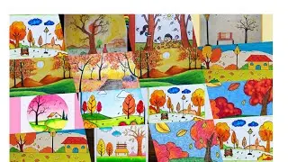 Autumn Season Drawing | Easy and Simple Autumn Season Drawing | Type of Seasons Drawing | Scenery