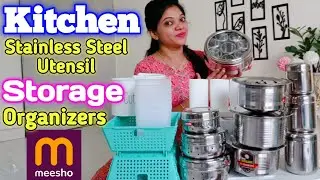 Huge Kitchen Stainless Steel Utensil Bartan| Storage Containers And Organizer Haul #Meeshohaul