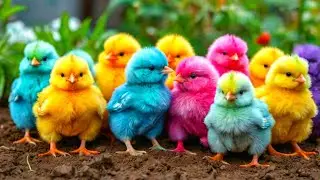 World Cute Chickens, Colorful Chickens, Rainbows Chickens, Cute Ducks, Cat, Rabbit, Cute Animals