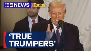President Trump's unscripted speech to his 'true Trumpers' | 9 News Australia