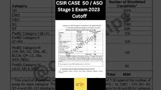 CSIR CASE STAGE 1 exam cutoff